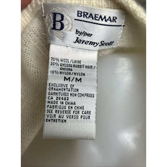 Vtg Braemar By Jeremy Scott Will Angora Blend Rhinestone Cardigan Grannycore - Picture 7 of 7